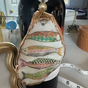 Vibrant Fish Wine Bottle Charm Oyster Shell